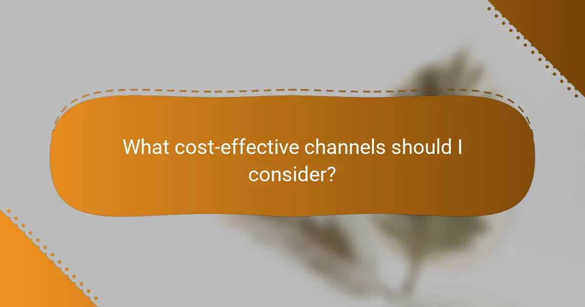 What cost-effective channels should I consider?